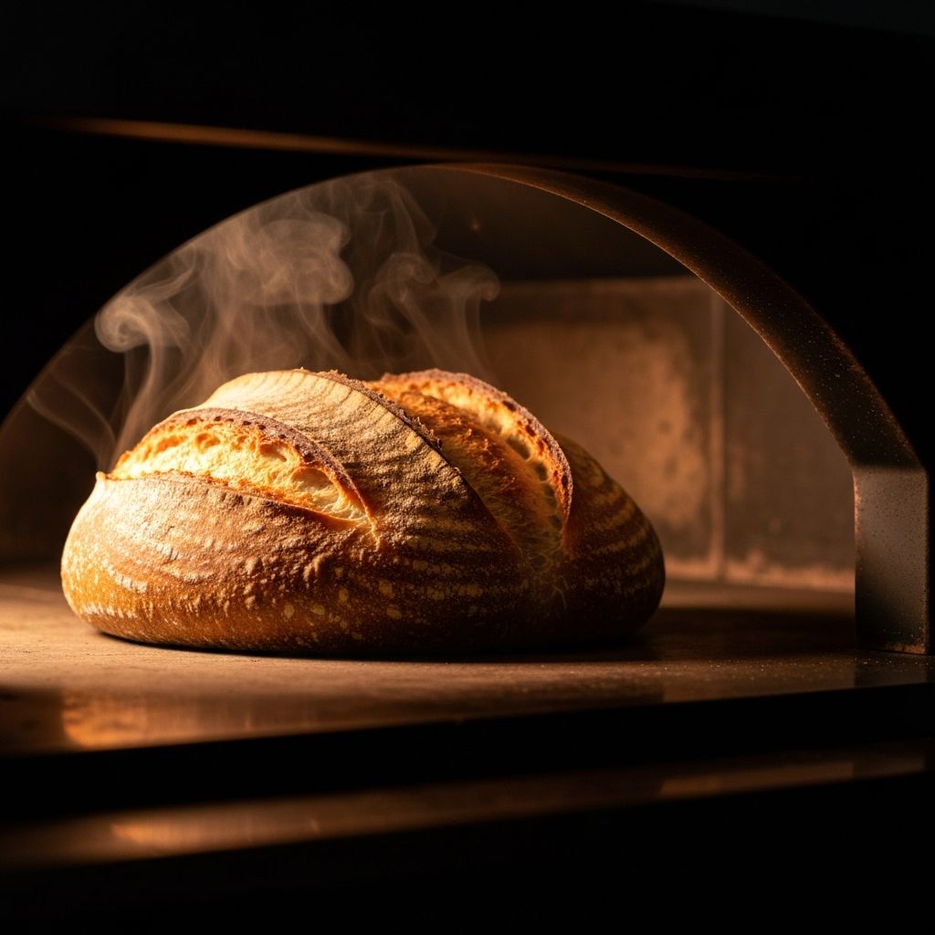Pão artesanal saindo do forno