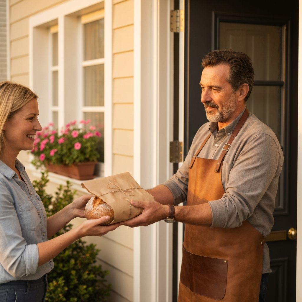 Entrega artesanal de pão em residência